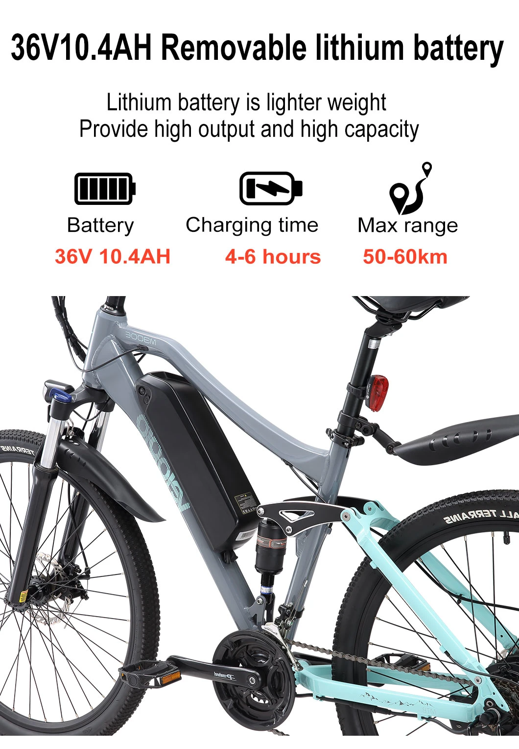 Electric MTB Ebike 27.5′′ Comes with Removable Battery