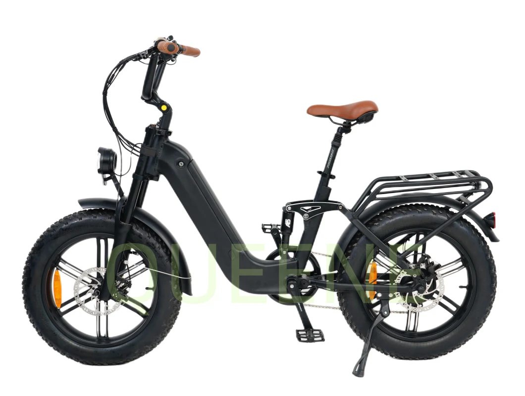 Queene/48V 750W Hidden Battery Fat Tyre Electric E-Bicycle Full Suspension Electric Cycle Mountain Electric Bike